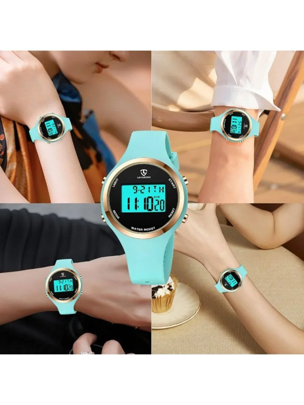 Women's Green Quartz Chronograph Waterproof Outdoor Sport Digital Classic Watch